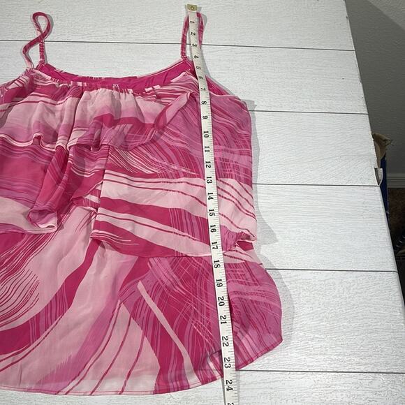 New York & Company Pink and White Spaghetti Strap Shirt Size Medium - Picture 5 of 7